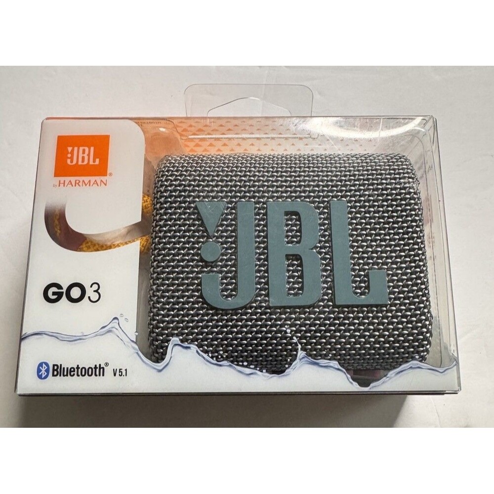 JBL GO3 Compact Portable Wireless Bluetooth Speaker Waterproof Grey Multi New